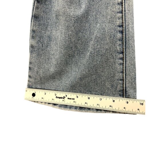 Papaya Flared Jeans Mid Rise Distressed Denim Stretch Medium Wash Blue Size 3 - Picture 7 of 10